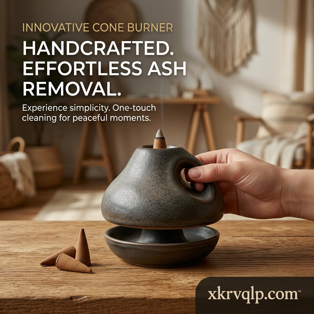 xkrvqlp.com™ Handcrafted Ceramic Incense Cone Burner - Innovative Two-Piece Design for Effortless Ash Removal - Minimalist Zen Incense Holder for Meditation, Yoga, Relaxation & Home Decor
